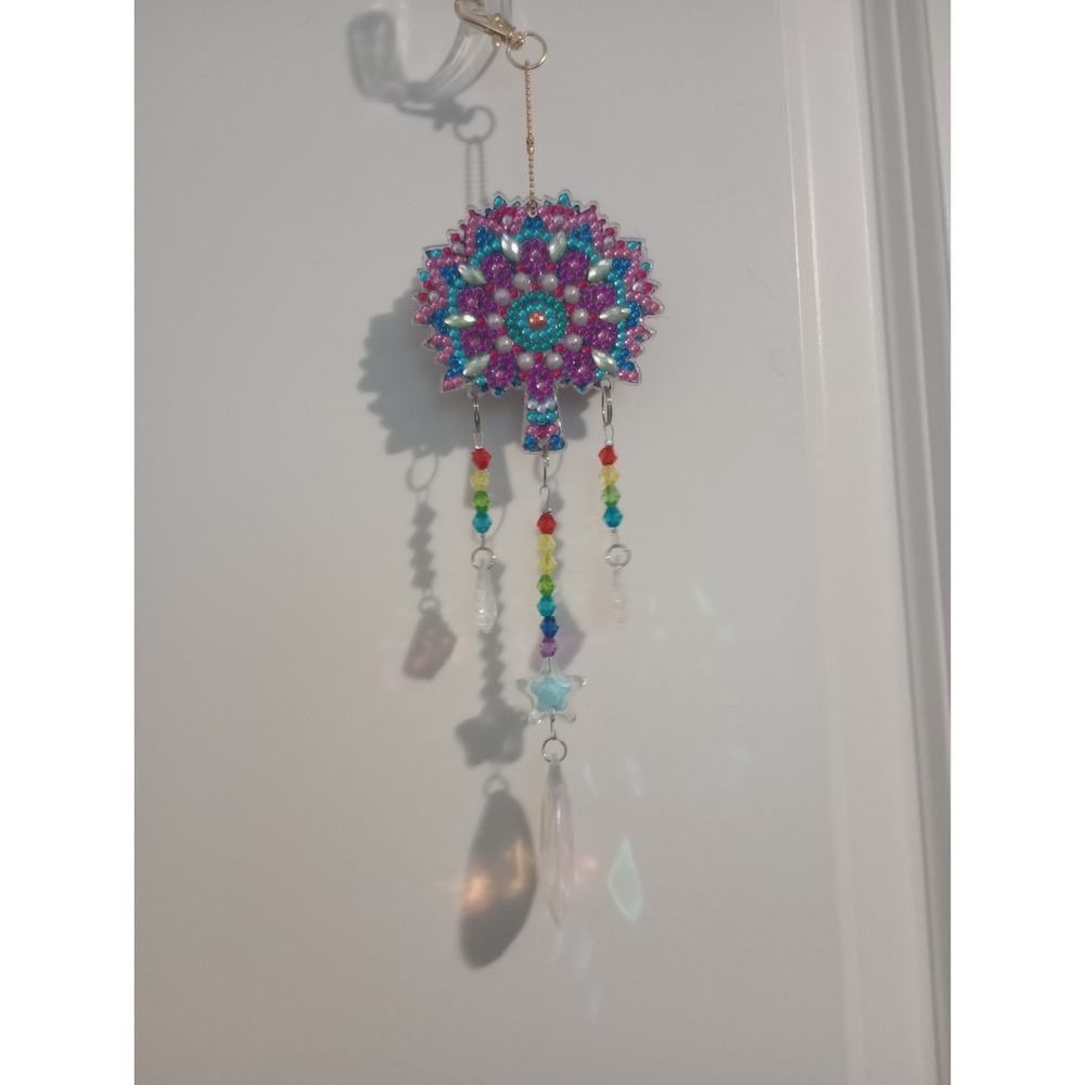 Handmade Diamond Painting Tree of Life Suncatcher Rainbow Crystal Window Hanging